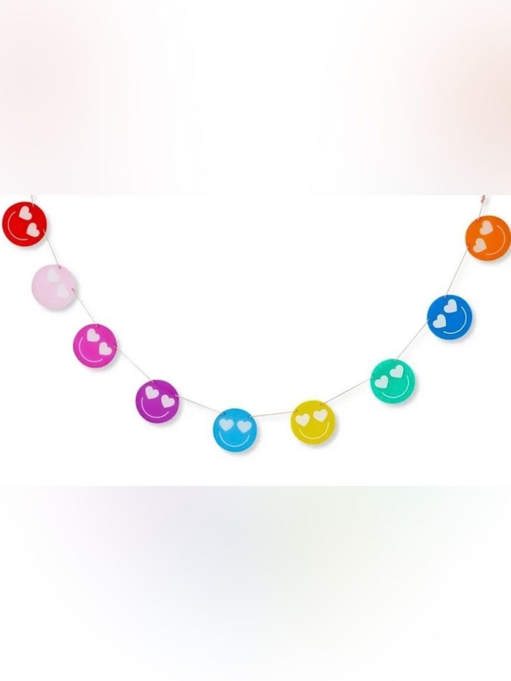 Rainbow Smiley Face Party Garland - 6ft